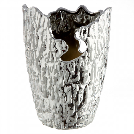 SALE % - Vaza, conica, Crepa, Ceramica, argintie, PU 4, H. 18,5 cm, D. 13 cm