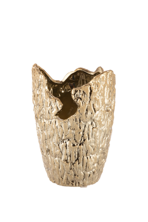 Vaza, conica, "Crepa", Ceramica, aurie, PU 4, H 18,5 cm, A. 13 cm VAZE SI GHIVECE - Vaza, conica, "Crepa", Ceramica, aurie, PU 4, H 18,5 cm, A. 13 cm