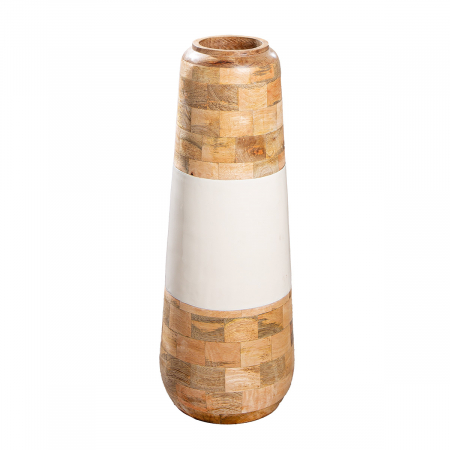 Vază, conică, Naturelle, Lemn de mango, ecru, alb, PU 1, H. 59 cm, D. 22 cm VAZE SI GHIVECE - Vază, conică, Naturelle, Lemn de mango, ecru, alb, PU 1, H. 59 cm, D. 22 cm