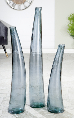 SALE % - Vaza Corno, sticla, albastru, 80x20 cm
