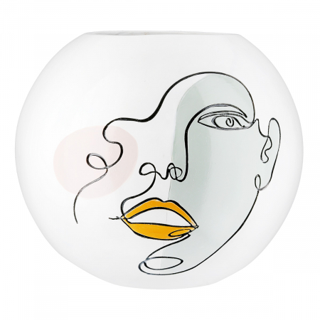 Vază cu bile, rotundă, Voir, Motivul feței, Polyresin, alb, PU 1, H. 21,5 cm, D. 25 cm SALE % - Vază cu bile, rotundă, Voir, Motivul feței, Polyresin, alb, PU 1, H. 21,5 cm, D. 25 cm