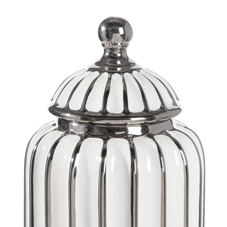Vaza cu capac, „Stripes”, cu dungi, ceramica, alb, PU 2, L. 13,5 cm, latime 13,5 cm, inaltime 28,5 cm [1]