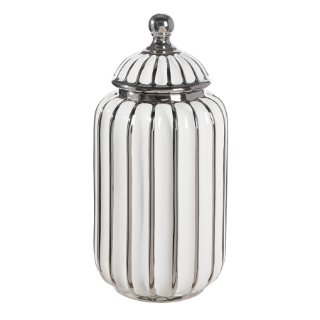 Vaza cu capac, „Stripes”, cu dungi, ceramica, alb, PU 2, L. 17 cm, l. 17 cm, H 33,5 cm [2]