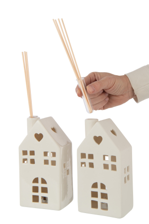 Vaza cu LED-uri, inima, lut alb, sortiment de 2 | L 9X l 7X H 17.5 cm [1]