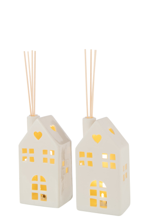 Vaza cu LED-uri, inima, lut alb, sortiment de 2 | L 9X l 7X H 17.5 cm [2]