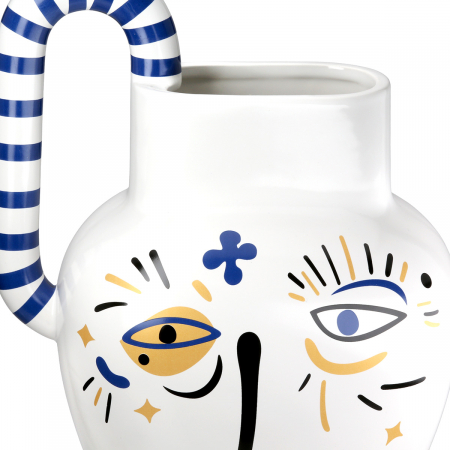 Vază cu mâner, Fira, Motivul feței, Ceramica, alb, PU 1, L. 15 cm, L. 24 cm, H. 36 cm [3]