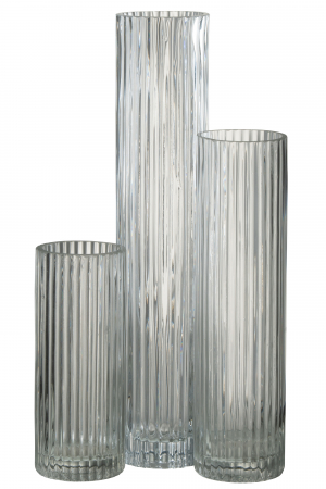 Vaza Cylinder Lines, Sticla, Transparent, 8x8x40 cm [1]