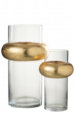Vaza Cylinder Ring, Sticla, Transparent, 20x20x35 cm [1]