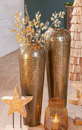 VAZE SI GHIVECE - Vaza de podea, bulboasa, "Whisper", Metal, bej, auriu, PU 1, H 80 cm, A. 25 cm