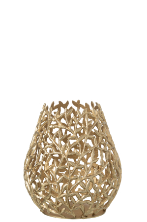 Vaza de podea cu frunza din aluminiu, auriu [1]