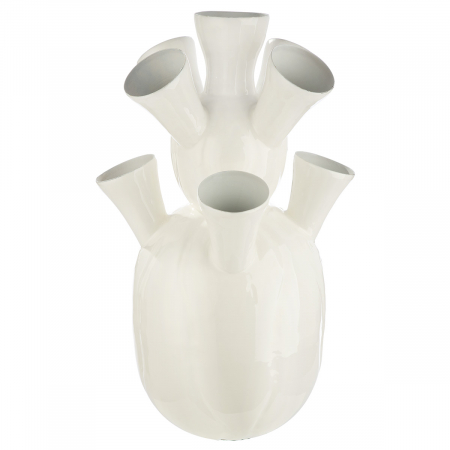 Vază de podea, Fier, gri, alb, PU 1, H 49 cm, D 29 cm VAZE SI GHIVECE - Vază de podea, Fier, gri, alb, PU 1, H 49 cm, D 29 cm