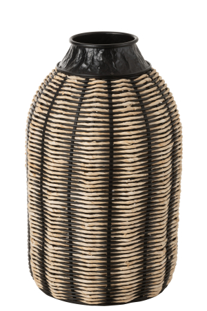 SALE % - Vaza Decoration, Rattan/Bambus, Negru, 32x32x56 cm
