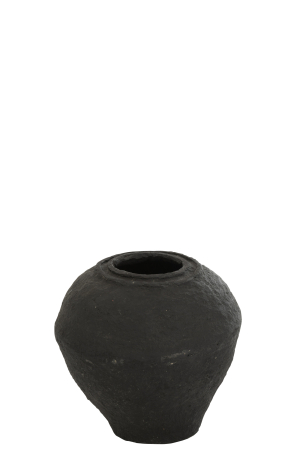 SALE % - Vaza decorativa Mache, Hartie, Negru, 41x41x45.5 cm