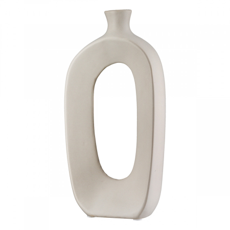 SALE % - Vaza decorativa perforata, Stratos, Ceramica, gri, PU 4, L. 5 cm, L. 11 cm, H. 23 cm