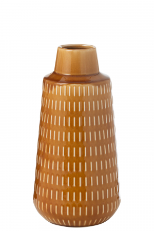 Vaze si boluri - Vază din Porțelan, sculptată, Ria, muștar M, L 15.5| W 15.5| H 31 cm