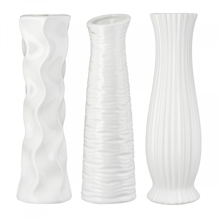 SALE % - Vaza, Diverso, Ceramica, alba, PU 6, 3 buc. asortate, H. 33,5 cm, D. 9 cm