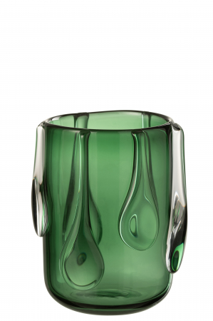 SALE % - Vază, Drippy Sticlă, Verde, S, L 18.5| W 18.5| H 22 cm