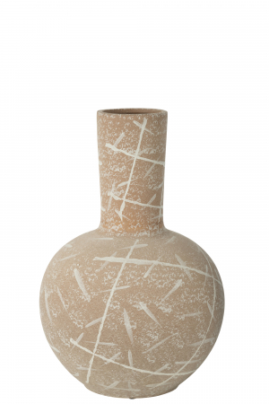 SALE % - Vază, Dune Globe Gresie Bej/Alb, L 34| W 34| H 52 cm