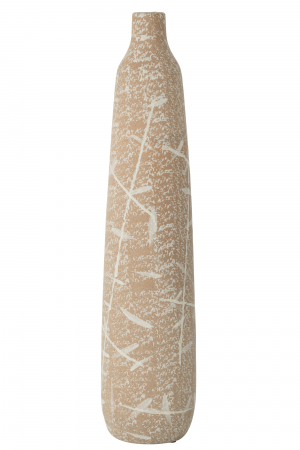 SALE % - Vază, Dune Îngustă Gresie Bej/Alb M, L 15.5| W 15.5| H 69.5 cm