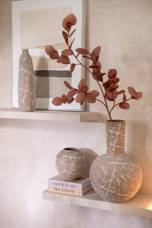 Vaze si boluri - Vază, Dune rotundă, Gresie Bej/Alb, L 21| W 21| H 21 cm