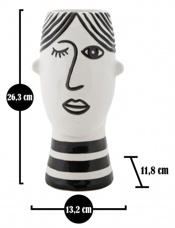 Vaza Face, portelan, alb/negru, 13.2X11.8X26.3 cm [6]