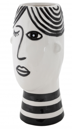 Vaza Face, portelan, alb/negru, 13.2X11.8X26.3 cm [3]