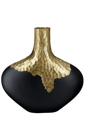 IN STOC - Vaza, FAVO, Aluminiu, Negru/ Auriu,36X6 cm