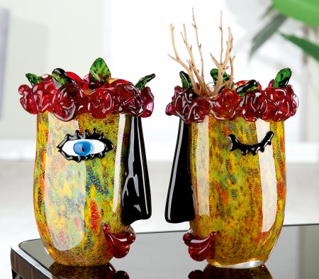 Vaze si boluri - Vaza Flora, sticla, multicolor, 20x31.5x17 cm