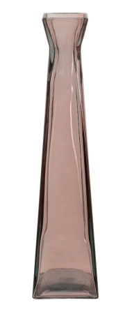 SALE % - Vaza, florero, piramida sticla reciclata roz cm ø 13x55 (fabricata in Spania)