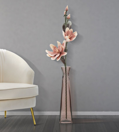 Vaza, florero, piramida sticla reciclata roz cm ø 13x55 (fabricata in Spania) [3]