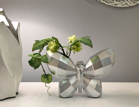 Vaza, fluture, argintie 22,5x8x15 cm  [4]