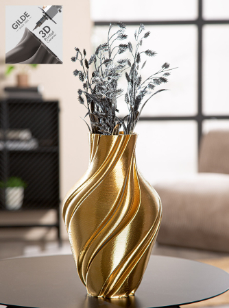 VAZE SI GHIVECE - Vaza, „Fold”, Ceramica, aurie, PU 1, H 26,5 cm, A. 16 cm
