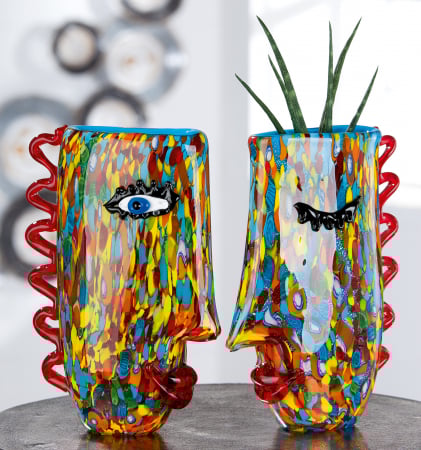 SALE % - Vaza Froozen, Sticla, Multicolor, 20x30x9 cm