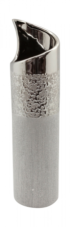 Vaze si boluri - Vaza Grace, ceramica, argintiu, 10x10x39.5 cm