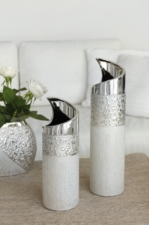 Vaza Grace, ceramica, argintiu, 10x10x39.5 cm [1]