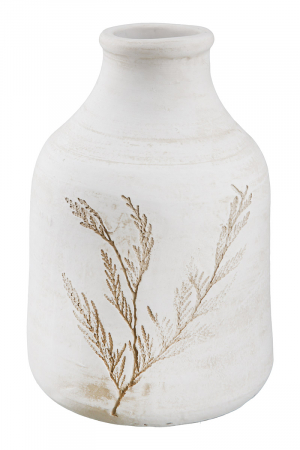 SALE % - Vaza Grass, Ceramica, Alb/Bej, 23x16 cm