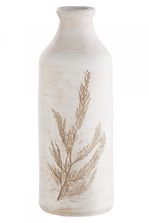 IN STOC - Vaza Grass, Ceramica, Alb/Bej, 37x12 cm