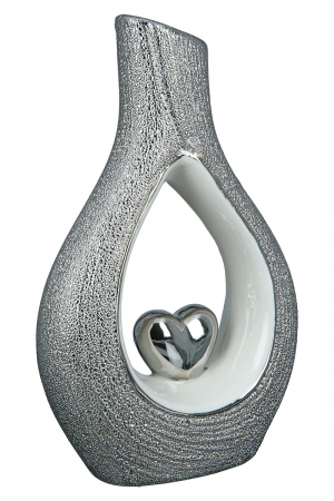 Vaza Heart, Portelan, Argintiu/Alb, 13.5x21.3x5 cm [2]