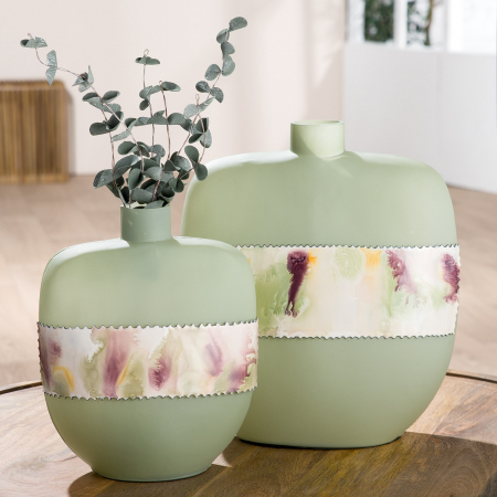 SALE % - Vaza Imperial, aluminiu/sticla, verde, 22x26x12 cm