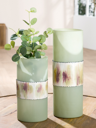 SALE % - Vaza Imperial, aluminiu/sticla, verde, 35.5x12 cm
