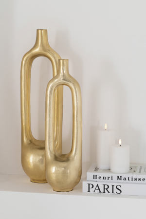 SALE % - Vaza, interior gol, aluminiu, auriu, L