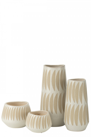 Vază, Kai Gresie Bej/Alb M, L 20| W 20| H 40 cm [2]