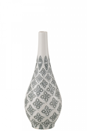SALE % - Vază, Kousa Pere Porțelan, Albastru/Alb, L 16| W 16| H 43 cm