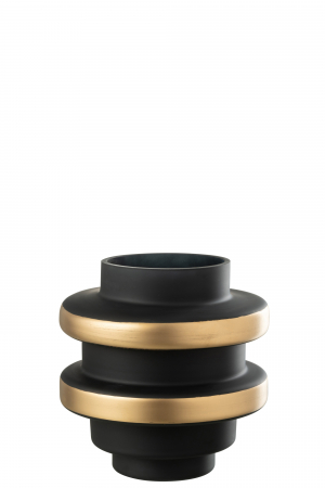 Vaze si boluri - Vază, Kyle Sticlă, Neagra/Auriu, M, L 22| W 22| H 24 cm