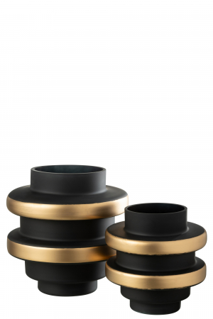 Vază, Kyle Sticlă, Neagra/Auriu, M, L 22| W 22| H 24 cm [1]