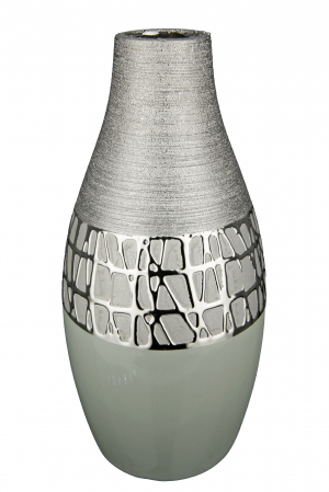 SALE % - Vaza Lagos, Ceramica, Argintiu, 13x16.5x13 cm