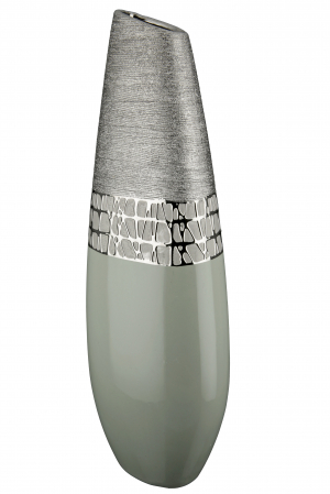 SALE % - Vaza Lagos, Ceramica, Argintiu, 10x49x16.5 cm