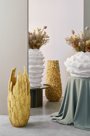 SALE % - Vaza Lame, compozit, auriu, 80 cm