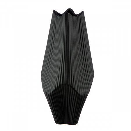 SALE % - Vaza, Lamele, Ceramica, neagra, PU 1, L. 15 cm, L. 15 cm, H. 30 cm