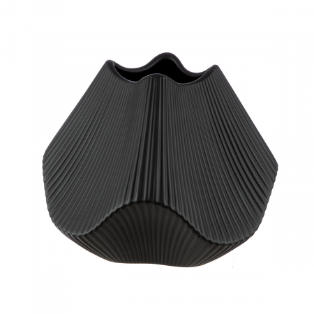 SALE % - Vaza, Lapci, Ceramica, neagra, PU 1, L. 22 cm, L. 22 cm, H. 18,5 cm